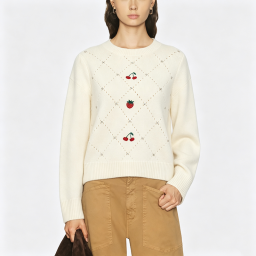 Fruit-Embroidered Crew-Neck Sweater