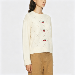 Fruit-Embroidered Crew-Neck Sweater