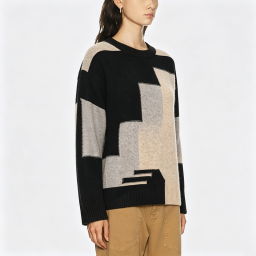 Autumn Color-Block Crew-Neck Sweater
