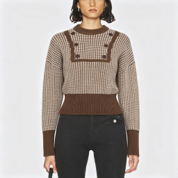 Button-Detail Knit Crew-Neck Sweater