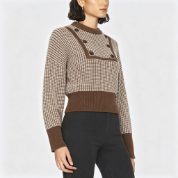 Button-Detail Knit Crew-Neck Sweater