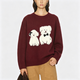 Puppy-Print Crew-Neck Sweater