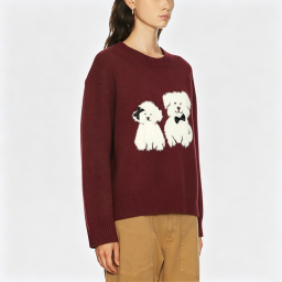 Puppy-Print Crew-Neck Sweater