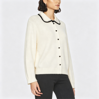 Bead-Embellished Peter Pan Collar Sweater
