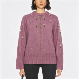 Hand-Embroidered Women's Sweater