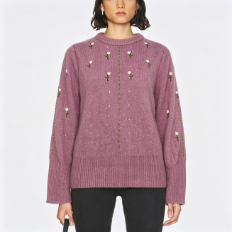 Hand-Embroidered Women's Sweater