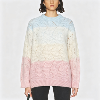Women's Open-Knit Crew-Neck Sweater
