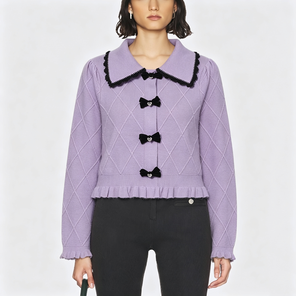 Women's Purple Collared Sweater