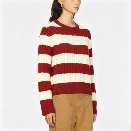 Color-Block Striped Knit Sweater