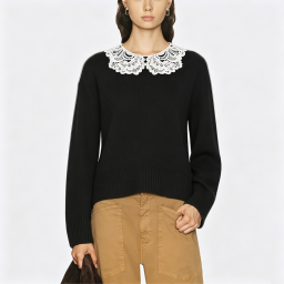 Autumn Sweater with Lace Collar Detail