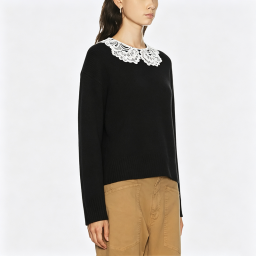 Autumn Sweater with Lace Collar Detail