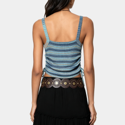 Striped Drawstring Knit Camisole