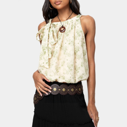 Summer Floral Print Halter Neck Top