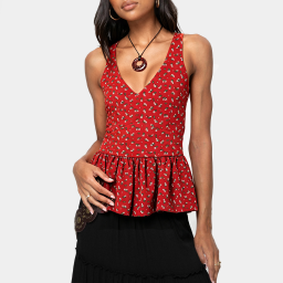 Red V-neck Halter Top