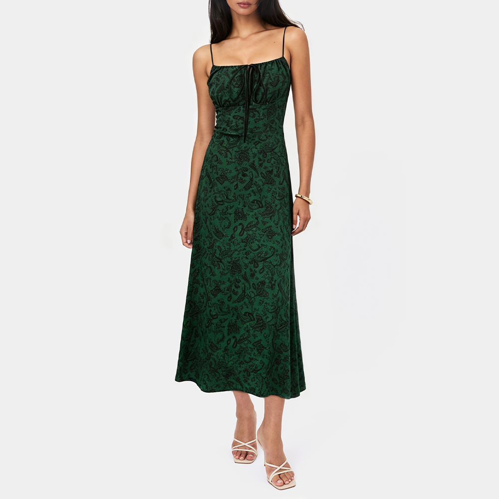 Dark Green Floral Print Dress