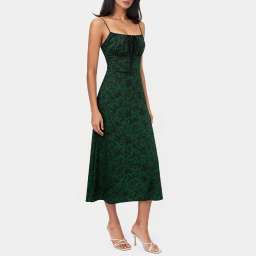 Dark Green Floral Print Dress