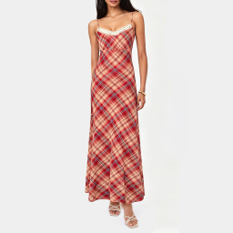 Red Plaid Slip Dress