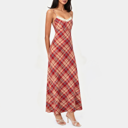 Red Plaid Slip Dress