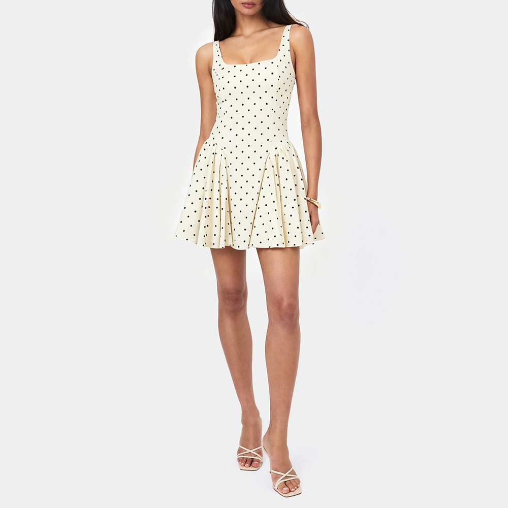 Fitted Waist Polka Dot Slip Dress