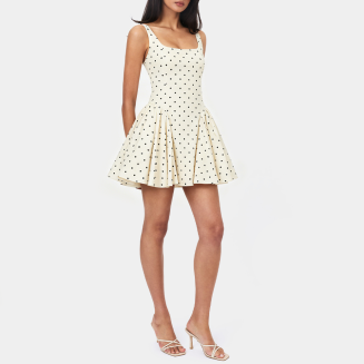 Fitted Waist Polka Dot Slip Dress