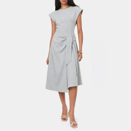 Gray Lace-up Waist Dress