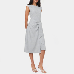 Gray Lace-up Waist Dress