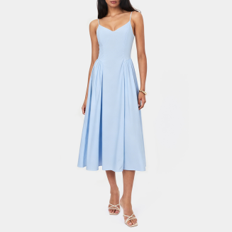 V-Neck Full Skirt Spaghetti Strap Dress