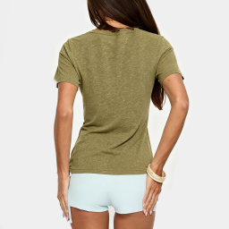 Green Crew Neck Short-Sleeve Top